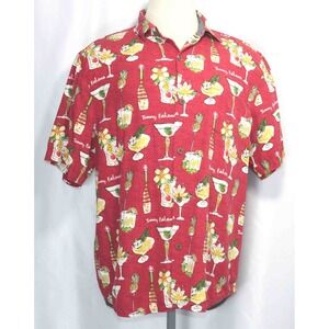 Tommy Bahama Merry Martini Glass Cocktail 100% Silk S/S Camp Shirt Mens Size Lrg